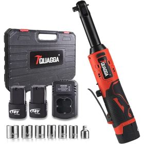 Electric extended ratchet wrench set, 57NM high torque cordless ratchet wrench, 3/8 "18V variable speed electric ratchet tool, LED light, 7 sleeves