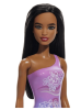 Beach Barbie Doll with Dark Brown Hair Wearing Tropical Purple Swimsuit