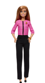 Barbie Future Leader Doll, Blonde, Wearing Outfit with 2 Golden Bracelets & Pin, Includes Sticker