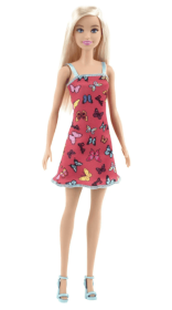 Barbie Fashion Doll with Blonde Hair Dressed in Colorful Butterfly Print Dress & Strappy Heels