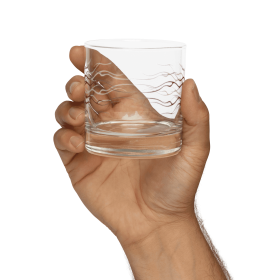 Ember Luxury Rocks Glass - Abstract Flame Design by HadiArts | 10.5 oz Red & White Barware