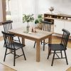 HOMCOM Dining Chairs Set of 4, Farmhouse Wood Kitchen Chairs with Rubber Wood Frame, Spindle Back for Dining Room, Black