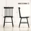 HOMCOM Dining Chairs Set of 4, Farmhouse Wood Kitchen Chairs with Rubber Wood Frame, Spindle Back for Dining Room, Black