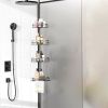 Corner Shower Caddy Tension Pole, Quick Setup, Rust-Free Bathroom Shower Organizer Corner for Bathtub Shampoo Storage, 4-Tier Adjustable Shelf