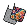Colorful Lilies Pair of Pot Holders Kitchen Heat Resistant Pot Holders Sets Oven Hot Pads for Cooking Baking BBQ, 7 1/2 x 7 1/2