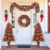 GO 4-Pieces Set Artificial Christmas Tree, Brown Needles with flocking, with Warm Lights, pine cones and berries