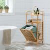 Tilt-out Bamboo Laundry Hamper with 2-Tier Shelf and Removable Liner