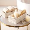 Xemussa 1pc Storage Baskets Boho Decor Box Handmade Woven Decorative Countertop Toilet Tank Shelf Cabinet Organizer for Bedroom Livingroom Home, Ivory