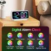 RGB Digital Alarm Clock for Bedroom, Super Loud for Heavy Sleepers, Small Bedside Clock with LED Display, USB Charger