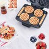 Multi Mini Waffle Maker: Four Mini Waffles; Perfect for Families and Individuals; 4 Inch Dual Non-stick Surfaces with Quick Release & Easy Clean