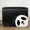 Black Cute Panda Flap Shoulder Crossbody Bag Vintage PU Leather Square Shoulder Bag
