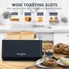 4-Slice Toaster, Extra Wide Long Slot Toaster, 6 Browning Settings, Bagel/Defrost/Reheat Functions, Removable Crumb Tray, Stainless Steel Housing