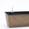 2-Pack Smart Self-watering Rectangle Planter for Indoor and Outdoor - Hand Woven Wicker - Brown