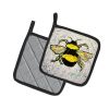 Buzzbee Bumblebee Pair of Pot Holders Kitchen Heat Resistant Pot Holders Sets Oven Hot Pads for Cooking Baking BBQ, 7 1/2 x 7 1/2