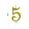 Gold Birthday Candles for Cake, Premium Glitter 5nd Number Candle Birthday Party Wedding Anniversary 14cm* 12pcs