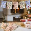 24Pcs Christmas Advent Calendar Bags Kit Envelope Shape Gift Bags with 1 to 24 Countdown Number Stickers Santa Claus Snowman Pattern Goodie Candy Trea