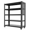 72"H 5 Tier Adjustable Shelving with Pegboard and Wheel, Heavy Duty Storage Shelves, Metal Shelving Unit Multipurpose Shelf for Warehouses, Garages