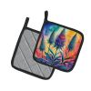 Colorful Eryngium Pair of Pot Holders Kitchen Heat Resistant Pot Holders Sets Oven Hot Pads for Cooking Baking BBQ, 7 1/2 x 7 1/2