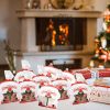 8 Pcs Mini Christmas Candy Boxes with Cellophane Bags and Twist Ties Cartoon Santa Claus Design Gift Box Paper Merry Christmas Goodie Cookie Boxes for