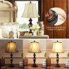 2 Pack Traditional Table Lamps; Touch Control 3-Way Dimmable Lamp Sets w/4 USB Charging Ports;  Fabric Tapered Drum Shade Nightstand Lamp for Living R