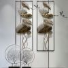 35.8" 2 Pieces Metal Lotus Leaves Wall Decor Set for Living Room with Black Frame