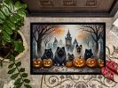 Keeshond Spooky Halloween Doormat Front Door Mat Indoor Outdoor Rugs for Entryway, Non Slip Washable Low Pile, 24H X 36W