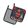 Bear Christmas Pair of Pot Holders Kitchen Heat Resistant Pot Holders Sets Oven Hot Pads for Cooking Baking BBQ, 7 1/2 x 7 1/2
