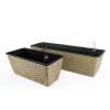 2-Pack Smart Self-watering Rectangle Planter for Indoor and Outdoor - Hand Woven Wicker - Brown
