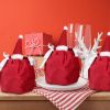 5Pcs Christmas Drawstring Bags Christmas Hat Design Flannel Gift Wrapping Bag Small Goodie Candy Snack Bag Party Favor Treat Pouch Bags for Holiday Bi