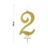 Gold Birthday Candles for Cake, Premium Glitter 2nd Number Candle Birthday Party Wedding Anniversary 14cm* 12pcs