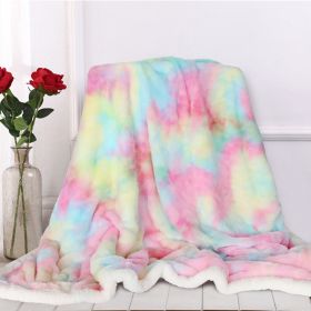1 Piece Shaggy Blanket Plush Faux Fur Blanket For Bed Sofa Ultra Soft Luxury Sherpa Blanket Rainbow Colorful Blanket (Option: 130x160cm-Pink)