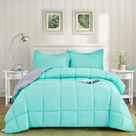 King/Cal King Traditional Microfiber Reversible 3 Piece Comforter (Color: blue grey, size: twin/twin xl)