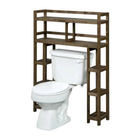 Solid Wood Over the Toilet Bathroom Storage Unit (Color: medium brown)