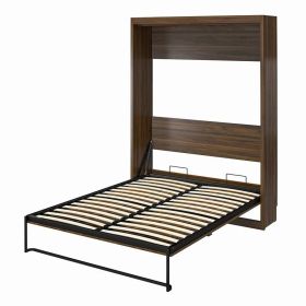 Full size Murphy Bed Space Saving Wall Bed Frame (Color: Walnut, size: Queen)