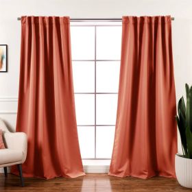 Thermal Blackout Curtain Panels - Set of 2 (Color: orange appricot, size: 52x96)
