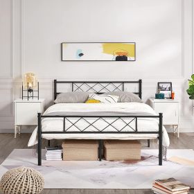 Traditional Powder Coated Slatted Metal Platform Bed (size: Full)
