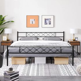Traditional Powder Coated Slatted Metal Platform Bed (size: King)