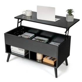 Mid-Century Lift-Top Coffee Table Sofa Laptop Desk (Color: Black)