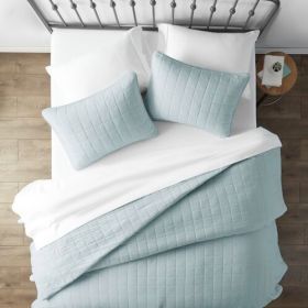 Microfiber Farmhouse Coverlet Bedspread Set (Color: light blue, size: full/queen)