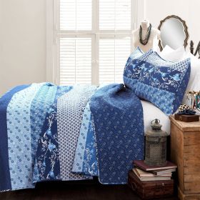Blues Boho Reversible Lightweight Quilt Set (size: full/queen)