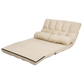 Faux Suede 5 Tilt Foldable Floor Sofa Bed Detachable Cloth Cover (Color: Beige)