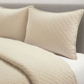 Lightweight Cotton Linen White Reversible 3-PC Quilt Set (Color: Beige, size: full/queen)