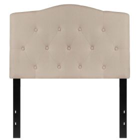 Twin size Fabric Upholstered Button Tufted Headboard (Color: Beige)