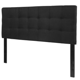 Modern Fabric Upholstered Panel Headboard (Color: Black, size: Full)