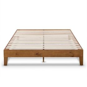 Mid-Century Modern Solid Wood Platform Bed Frame in Natural (size: Full)