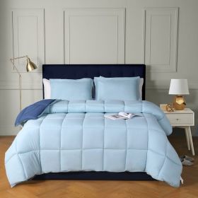 King/Cal King Traditional Microfiber Reversible 3 Piece Comforter (Color: blue navy, size: twin/twin xl)