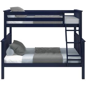Modern Low Height Metal Bunk Bed (Color: dark navy blue, size: twin over full)