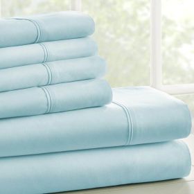 Aqua 6 Piece Wrinkle Resistant Microfiber Polyester Sheet Set (size: Twin)