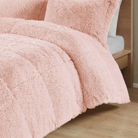 Soft Sherpa Faux Fur Comforter Set with Pillow Shams (Color: Pink, size: twin/twin xl)
