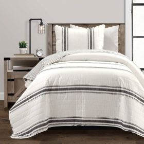 Reversible Cotton Quilt Set (Color: off-white cream, size: twin/twinXL)